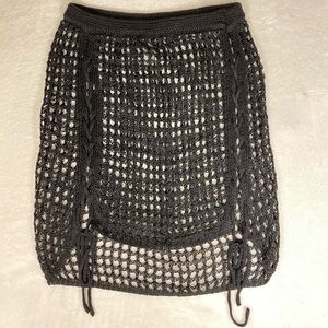 Crochet knit high waisted mini skirt swim cover up